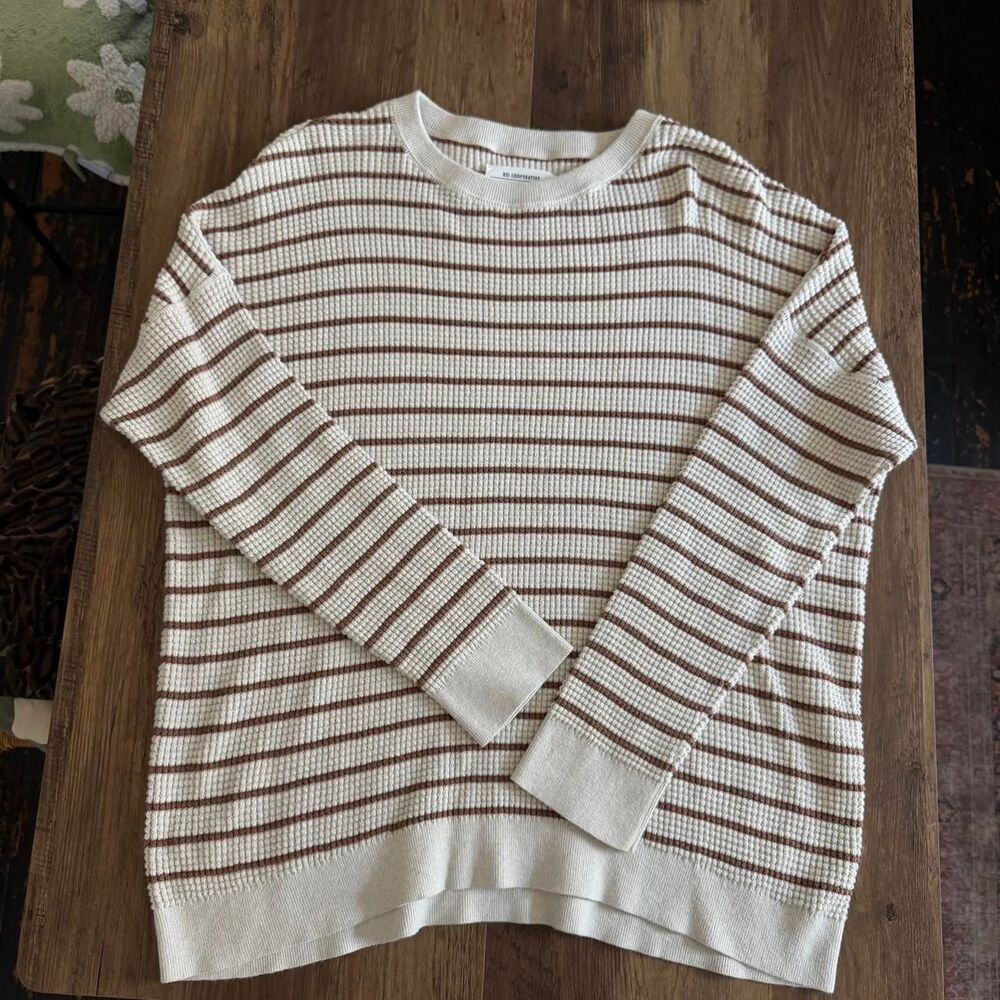 REI Co-op striped waffle knit thick sweater